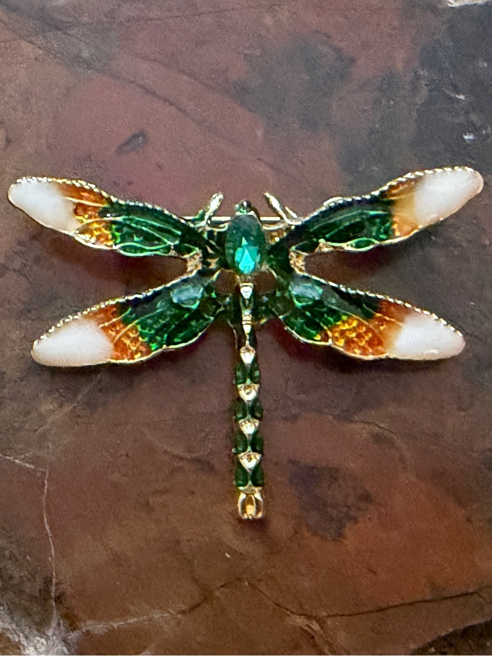 New Gorgeous Purple Enamel And Rhinestone Dragonfly Brooch